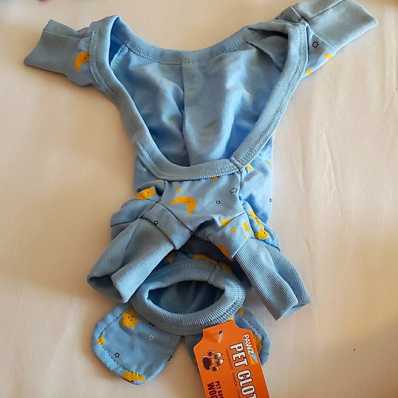 PAWZ Dog Pawz Road Light Blue Dog Onesie Pajamas Wmoons And Star